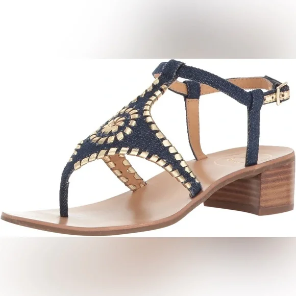 Jack Rogers ‘Elise’ Denim Heel Sandals - Picture 1 of 9